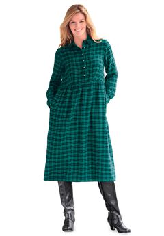 Plaid flannel A-line shirtdress