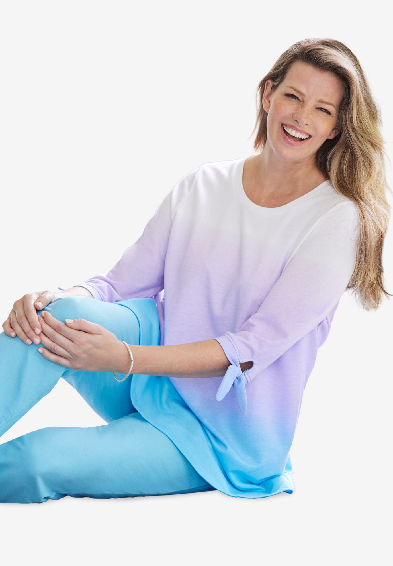Powder Blue Stripe French Terry Sweatshirt main image 0