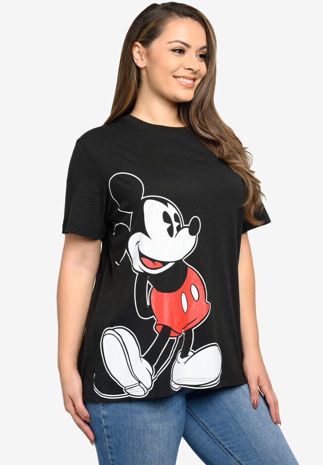 Disney Mickey Mouse T-Shirt Short Sleeve Side Leaning Black, BLACK, hi-res image number 0
