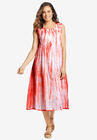 Sleeveless Pintuck Tie-Dye Dress, , alternate image number null