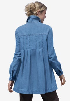 Pleat-Back Denim Jacket