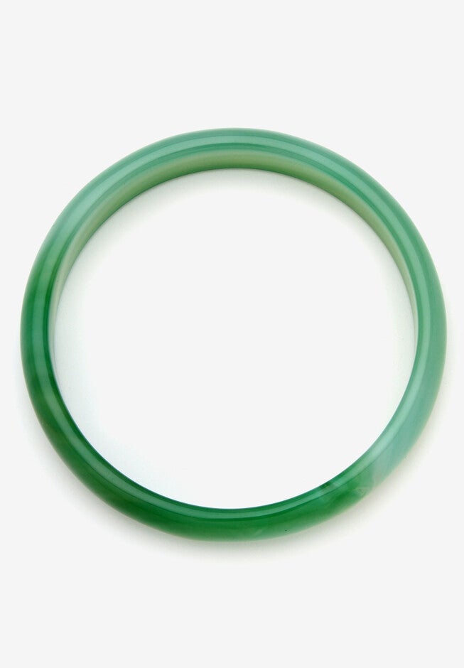 Genuine Green Agate Bangle Bracelet (13mm), 8.5 inches, , on-hover image number 1