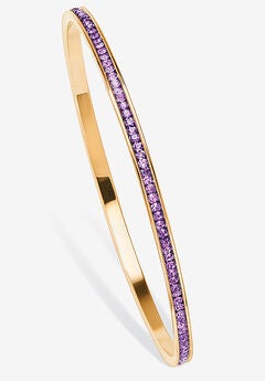 Gold Tone Stackable Eternity Bangle Bracelet Birthstones 7.5"