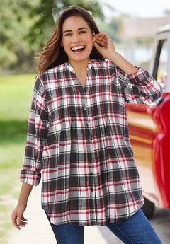 Pintucked Flannel Shirt