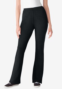 Stretch-Cotton Knit Pull-On Bootcut Leggings