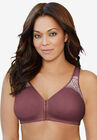 Wireless Front-Close Cotton Comfort Bra, BERRY, hi-res image number null
