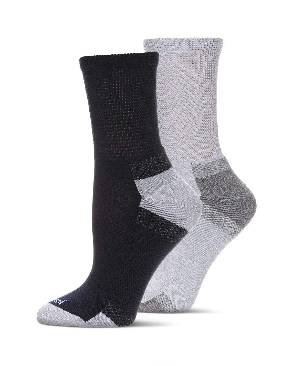 2 Pair Pack Unisex Diabetic Half Cushion Quarter Socks, NAVY GRAY, hi-res image number 0