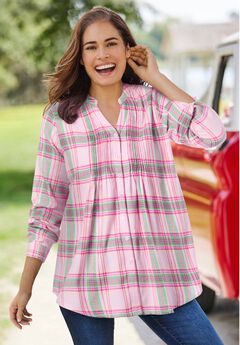 Pintucked Flannel Shirt