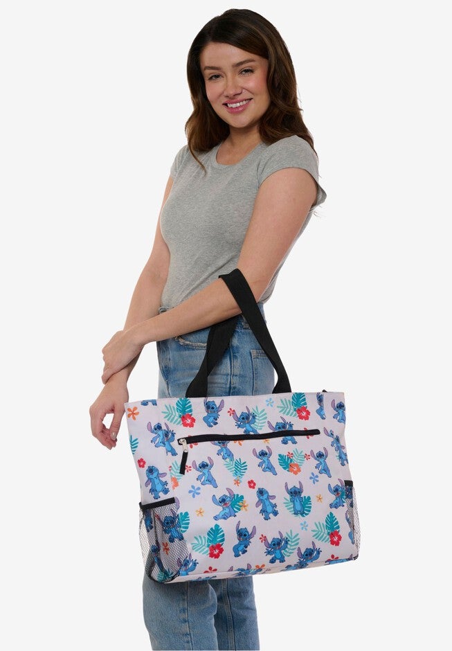 Disney Stitch Tote Bag Beach Travel Mesh Water Bottle Pockets Zippered, , alternate image number 4