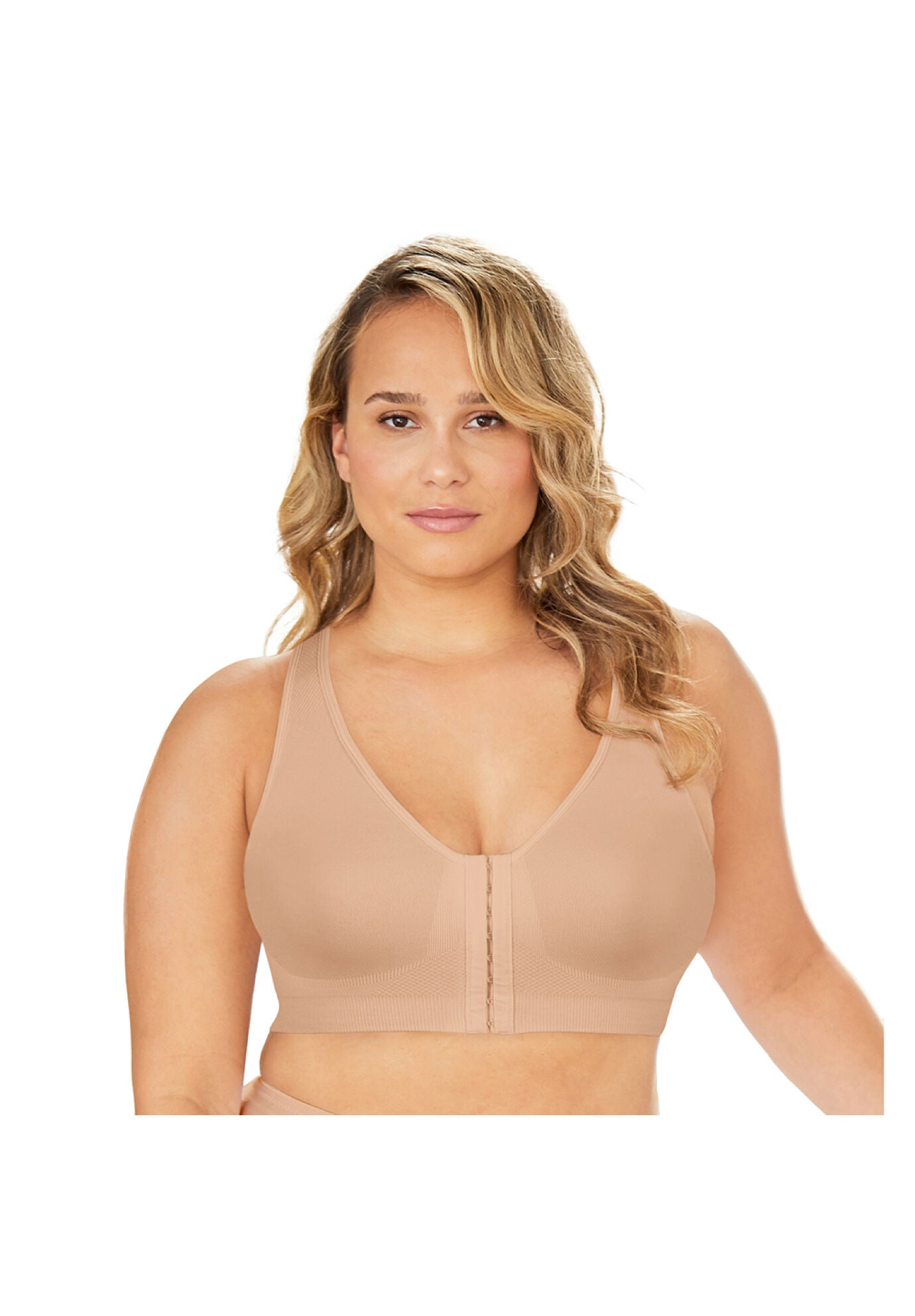 Exquisite Form 5101000 Women&#39;S Fully Seamless Wireless Full Coverage Bra With Front Closure, NUDE, hi-res image number 0