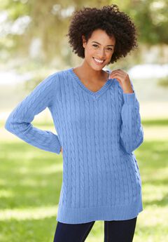 Cable Knit V-Neck Pullover Sweater