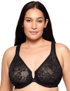 Glamorise Lacey T-Back Front-Closure WonderWire Underwire  Bra 9246 (Women