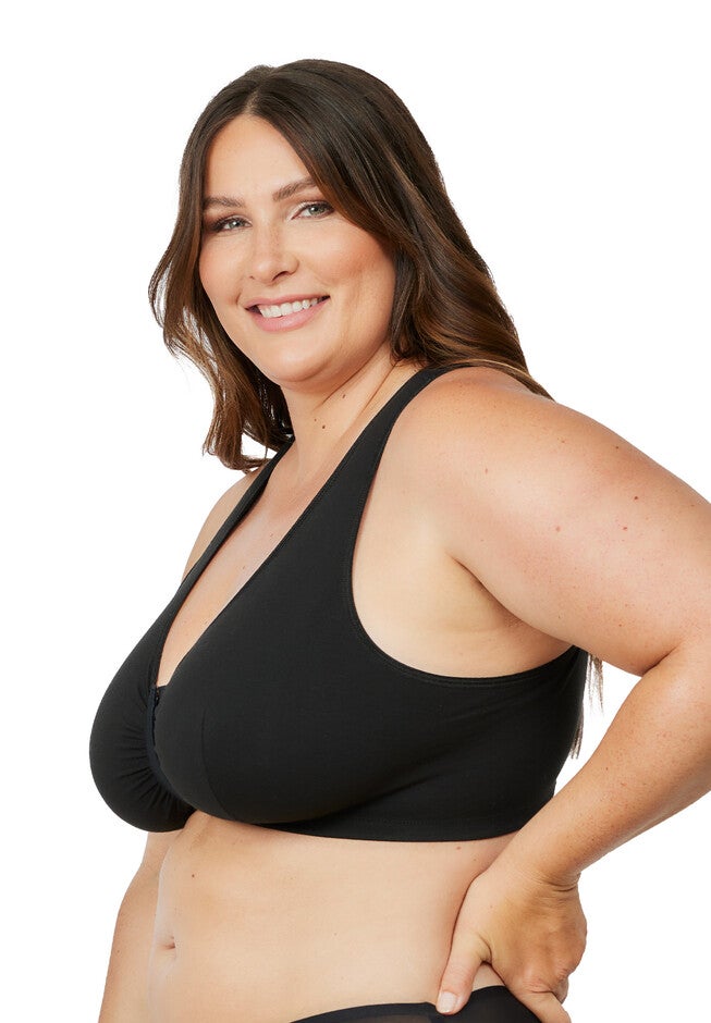 The Indy - Cotton Front-Closure Lace Racerback Bra, , alternate image number 2