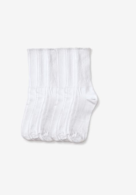 6-Pack Rib Knit Socks, WHITE, hi-res image number null