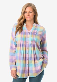 Pintucked Flannel Shirt