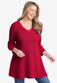 V-Neck Shaker Trapeze Sweater