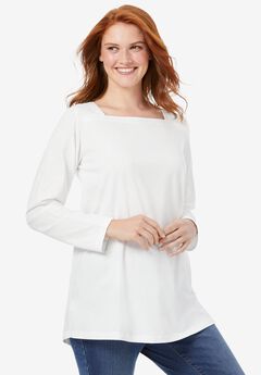 Perfect Long-Sleeve Square-Neck Tee