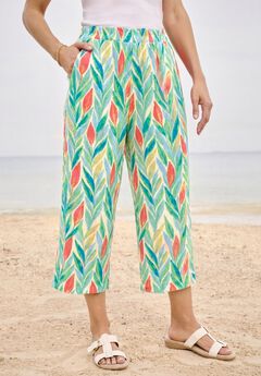 Wide-Leg Texture Knit Capri