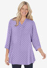 Three-Quarter Sleeve Tab-Front Tunic, SOFT IRIS DOT, hi-res image number null