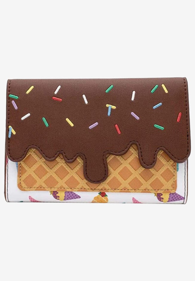 Disney x Loungefly Women's Ice Cream Cones Princesses Snap Flap Wallet, MULTI, hi-res image number null