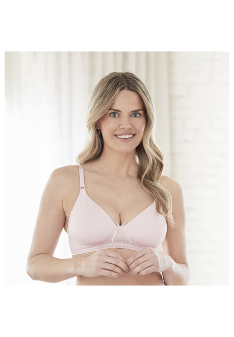 Bestform 5006248 Striped Wireless Cotton Bra With Lightly-Lined Cups, BITTERSWEET PINK, hi-res image number null