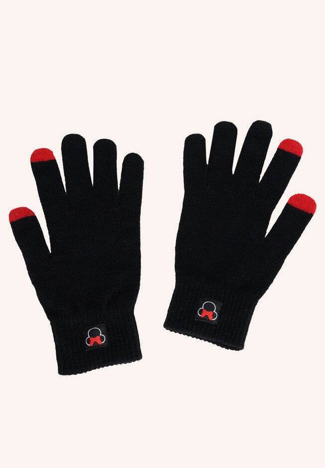 Disney Adult Minnie Mouse Knit Beanie Hat & Texting Gloves Red Gray 2-Pc Set, , alternate image number 3