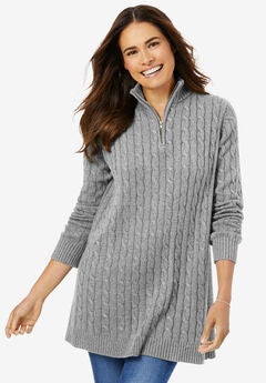 Cable Knit Half-Zip Pullover Sweater