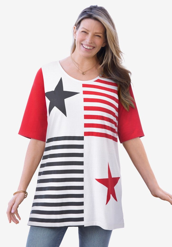 Graphic Print Scoop Neck Tunic, , alternate image number null