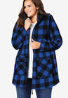 Hooded Fleece Coat, BRIGHT COBALT BUFFALO PLAID, hi-res image number null
