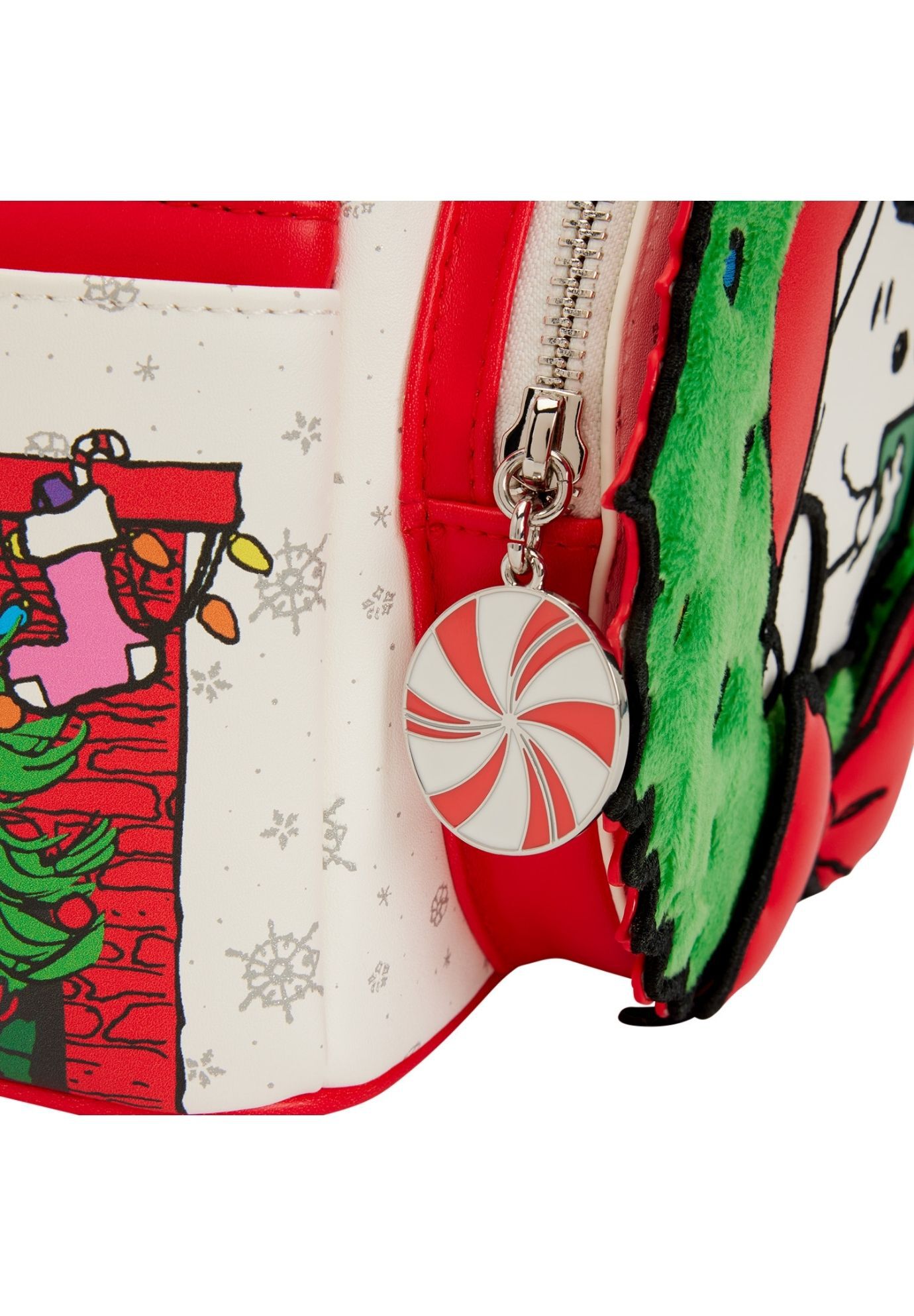 Loungefly x Peanuts Snoopy & Woodstock Holiday Plush Wreath Mini Backpack, WHITE, alternate image number 4