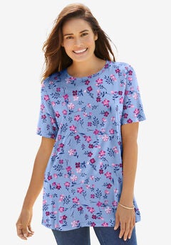 Perfect Printed Short-Sleeve Crewneck Tee