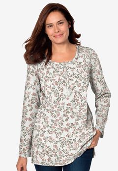 Perfect Printed Long-Sleeve Henley Tee
