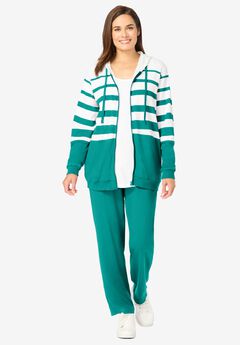 Striped Full Zip Jacket Set
