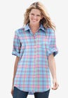 Short Sleeve Button Down Seersucker Shirt, PETAL PURPLE MULTI PLAID, hi-res image number null