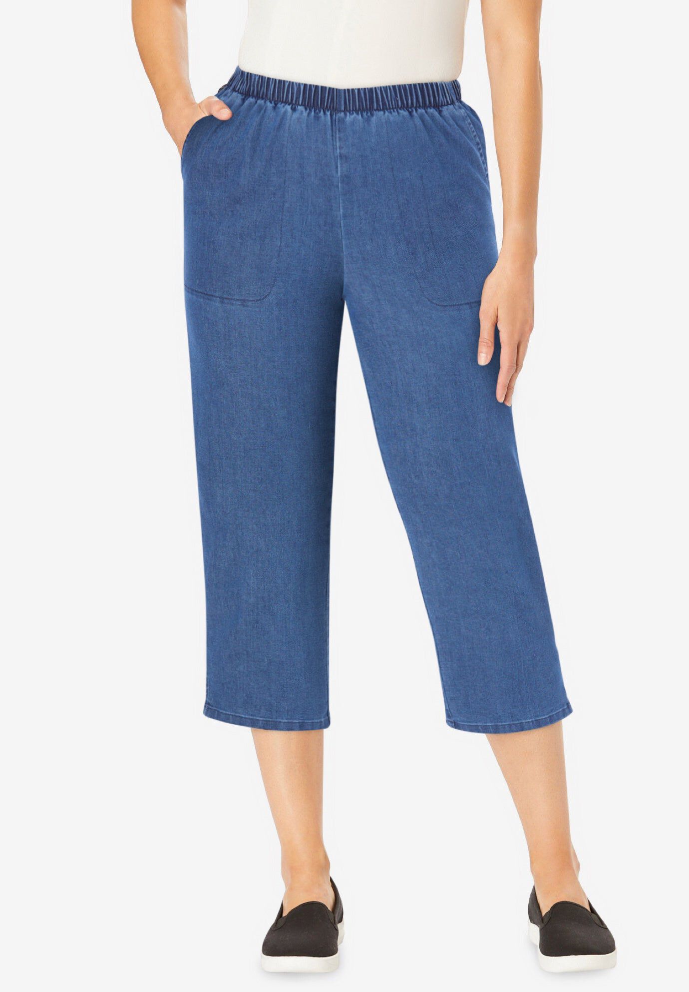 Fineline Stretch Denim Pull-On Capri Jeans