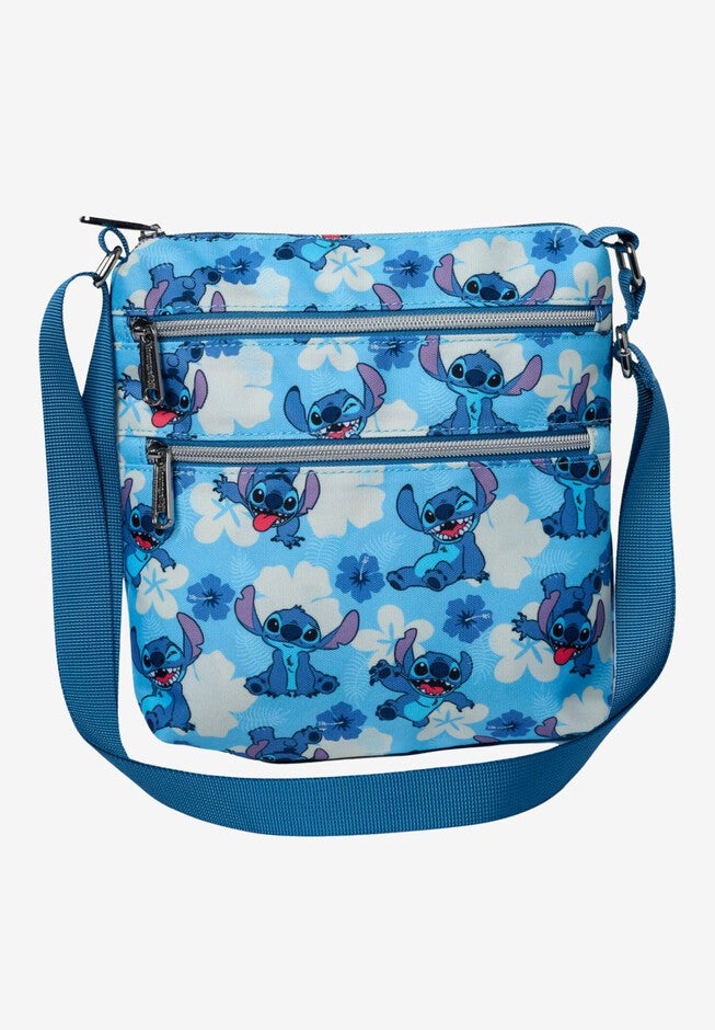 Loungefly x Disney Stitch Passport Crossbody Bag Blue All-Over Print, BLUE, hi-res image number null