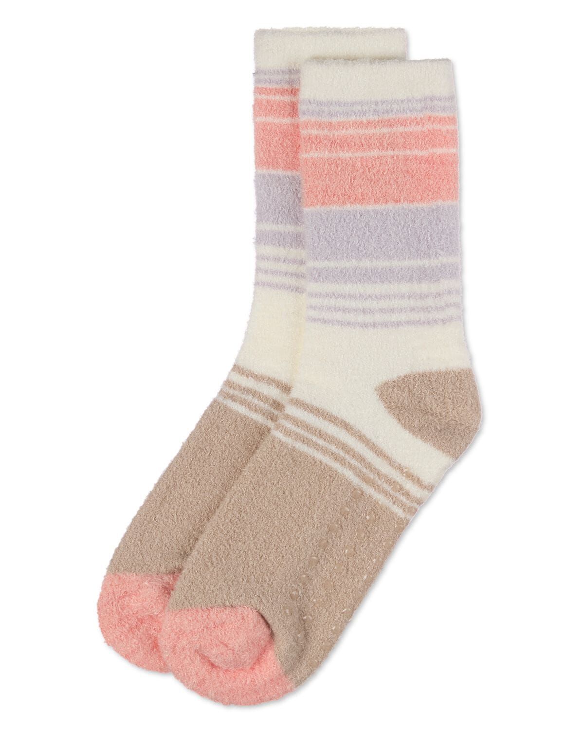 Women&#39;s Stripes Aloe Infused Crew Socks, CEMENT, alternate image number 2