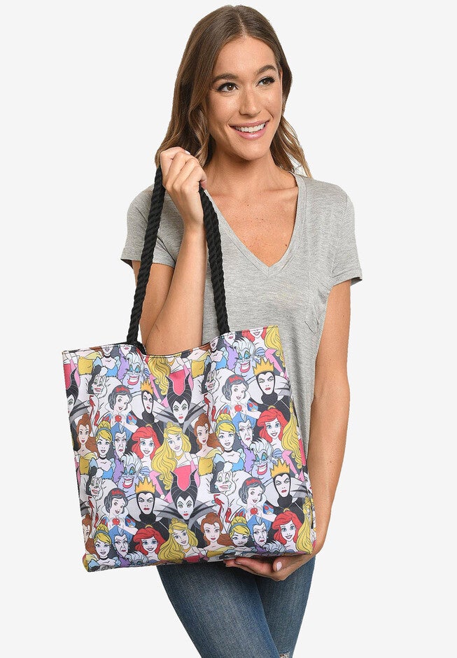 Disney Princesses & Villains Tote Bag Travel Beach Carry-on All-over Print, , on-hover image number null