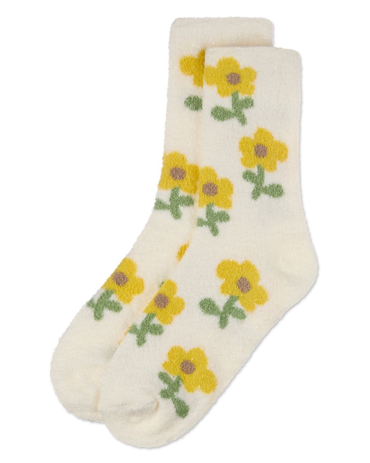 Women&#39;s Flower Aloe Infused Crew Socks, IVORY, alternate image number 2