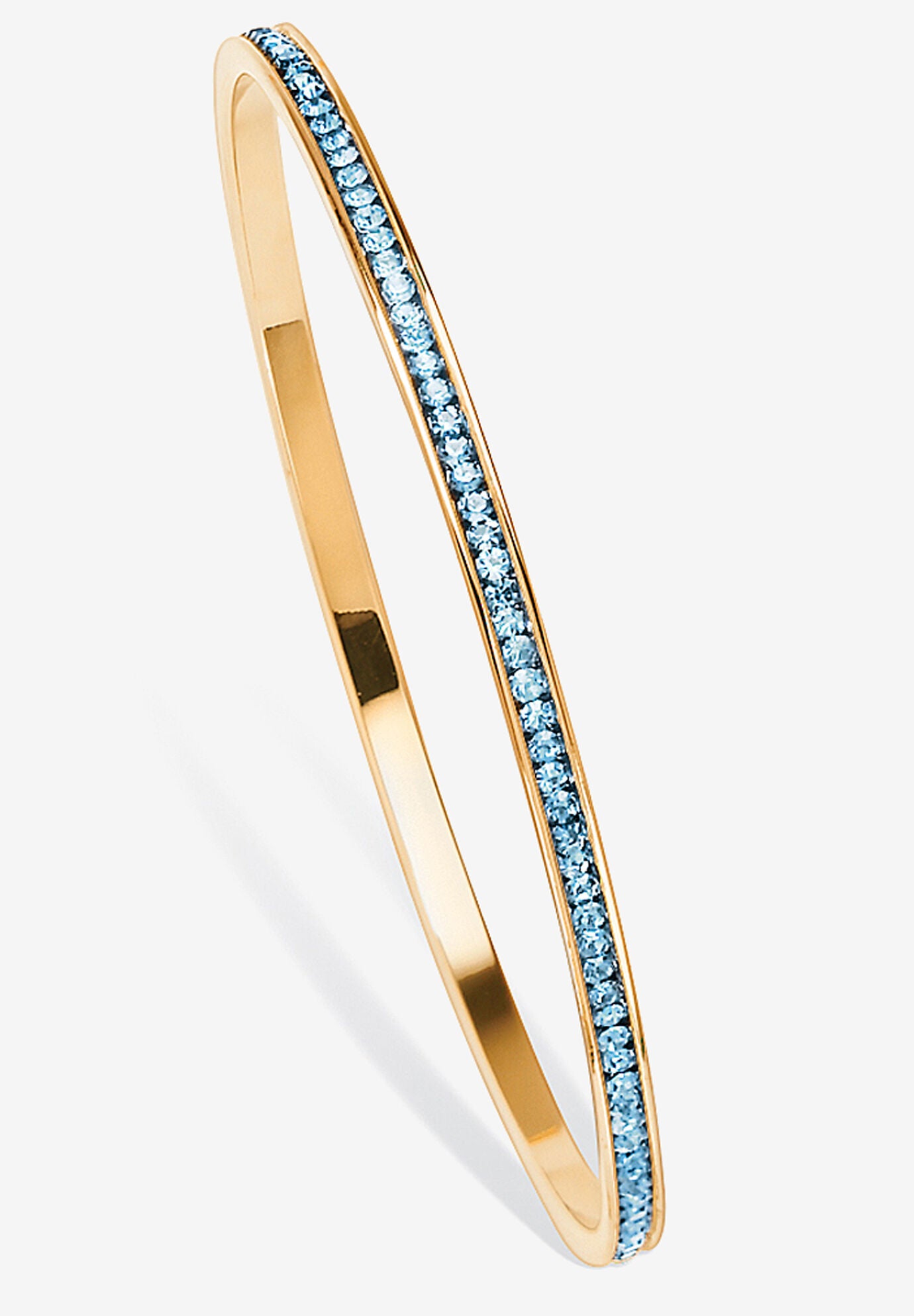 Gold Tone Stackable Eternity Bangle Bracelet Birthstones 7.5 inches, DECEMBER, hi-res image number 0