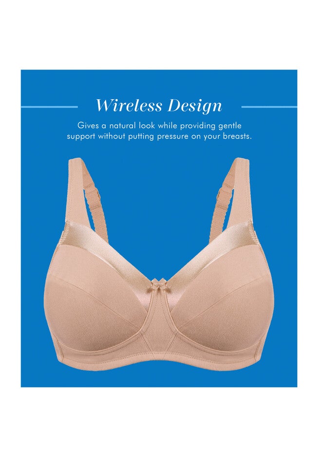 Bestform 5006715 Satin Trim Wireless Cotton Bra With Unlined Cups, , alternate image number 3