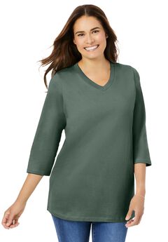 Perfect Three-Quarter Sleeve V-Neck Tee