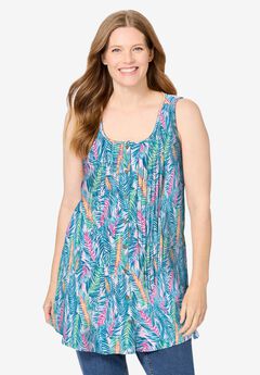 Sleeveless Pintuck Gauze Shirt