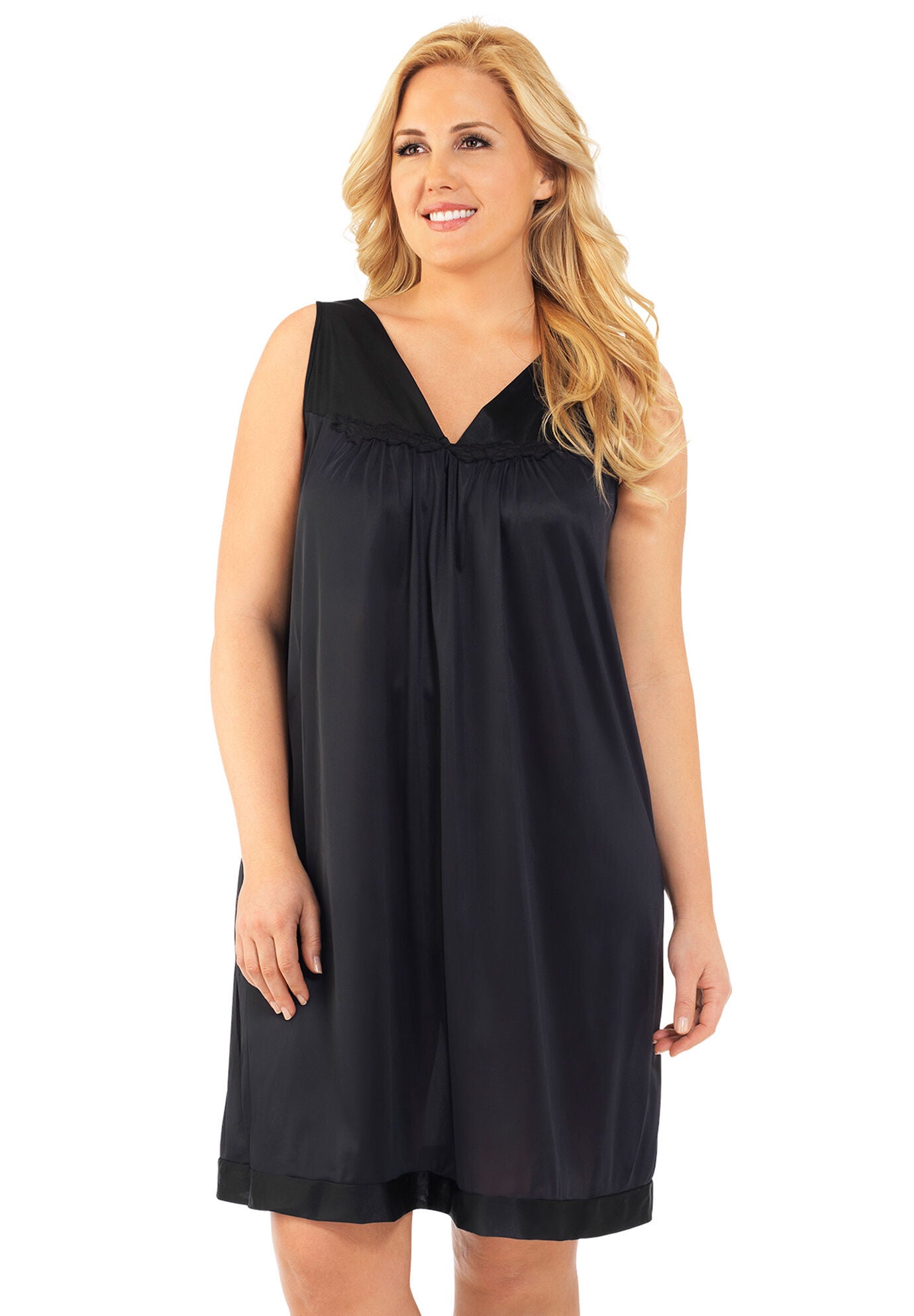 Exquisite Form® Sleeveless Short Sleep Gown, MIDNIGHT BLACK, hi-res image number 0