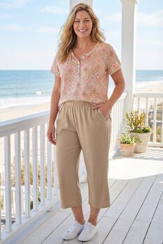 7-Day Elastic-Waist Stretchy Knit Capri