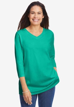Perfect Three-Quarter Sleeve V-Neck Tee