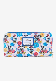 Loungefly Disney Mickey and Minnie Mouse Zip Around Wallet Floral Springtime