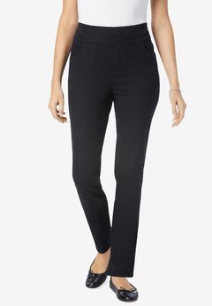 Smooth Waist Pull-On Flex Fit Straight-Leg Stretch Denim Jeans