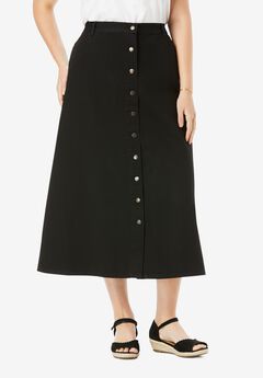 Perfect Cotton Button Front Denim Skirt