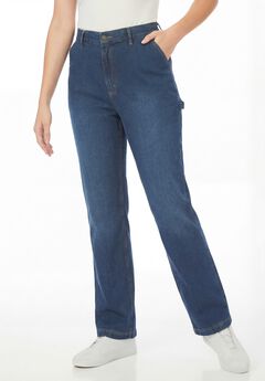 Back-Elastic All-Cotton Denim Carpenter Jeans